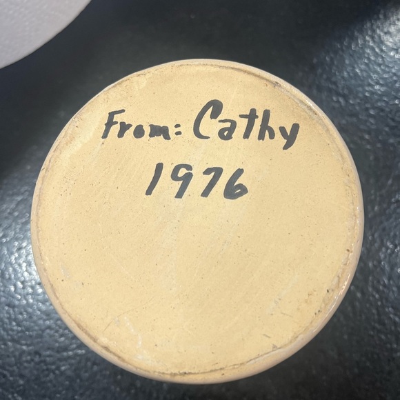 Marshall Pottery TX  Pitcher Double Blue Stoneware flowers hand painted painted - Picture 5 of 5